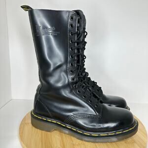 Vintage Dr. Martens 1914 Leather 14 Eye Rare England Combat Tall Boots Size 6